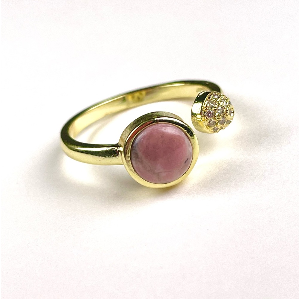 Natural Gemstone Adjustable Cuff Wrap Ring - image 1
